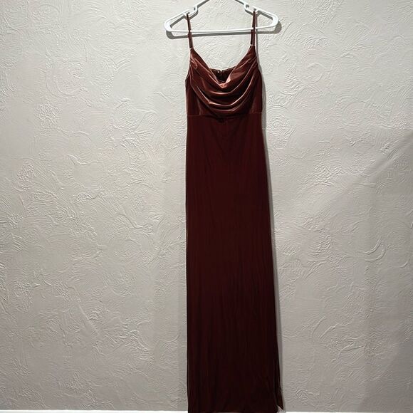 Revelry Rust Skye Velvet Bridesmaid Dress Size 4 - Picture 1 of 8